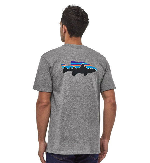 Fitz Roy Smallmouth Responsibili-Tee Gravel Heather Back Fitz Roy Smallmouth Responsibili-Tee Gravel Heather Back